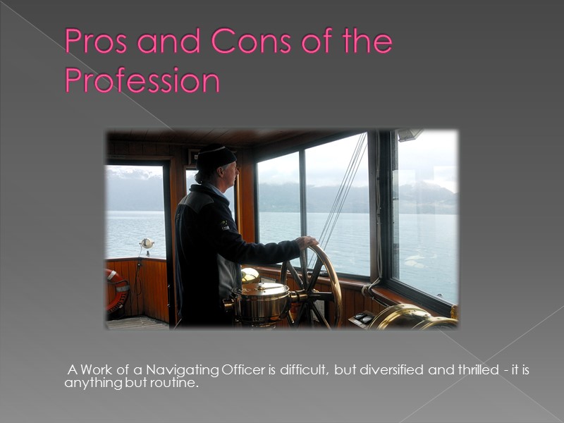 Pros and Cons of the Profession        A